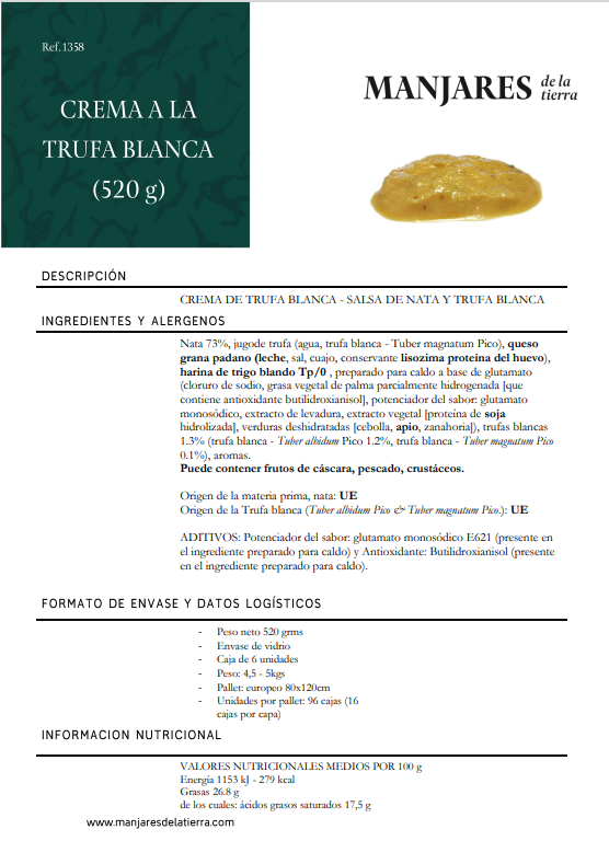 Crema a la trufa Blanca 520 grs