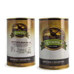 Aceitunas Baja en sal La Tortola Lata 2,5 kg