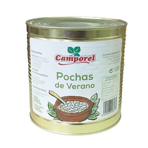 345 Pochas Extra Cocida 3 kg  Camporel Lata