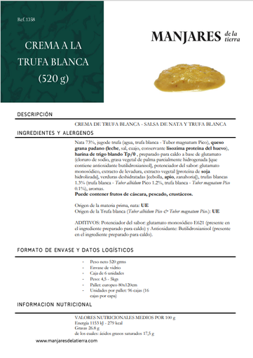 Crema a la trufa Blanca 520 grs